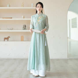 新款中国风女装茶服唐装2024年春季新款日常古风裙子复古连衣裙
