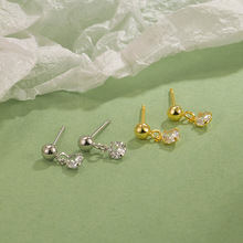 韩版简约单钻小圆珠耳钉迷你小锆石耳坠日常女生学生小巧可爱耳饰
