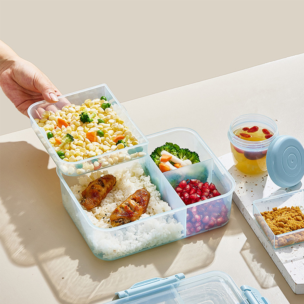 Caja de almuerzo de plástico de gran capacidad 1.9L desmontable caja de almuerzo simple portátil multifuncional caja de almacenamiento de refrigerador fresco