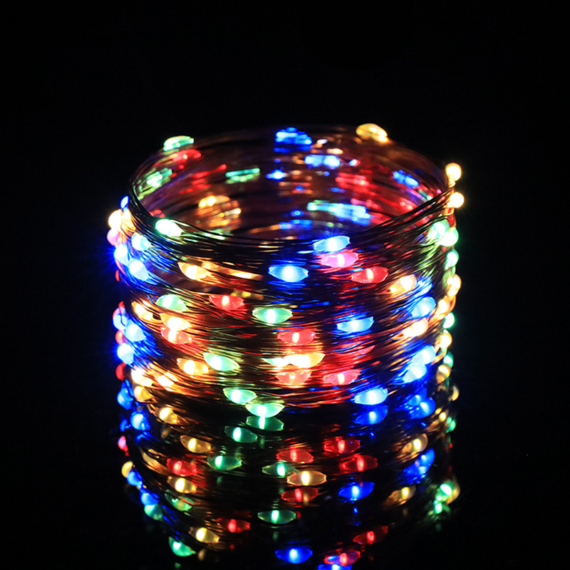 Guirnalda de luces solares con cable de cobre, luces LED impermeables para jardín al aire libre, luces decorativas con control remoto de 8 funciones, luces de ambiente navideño
