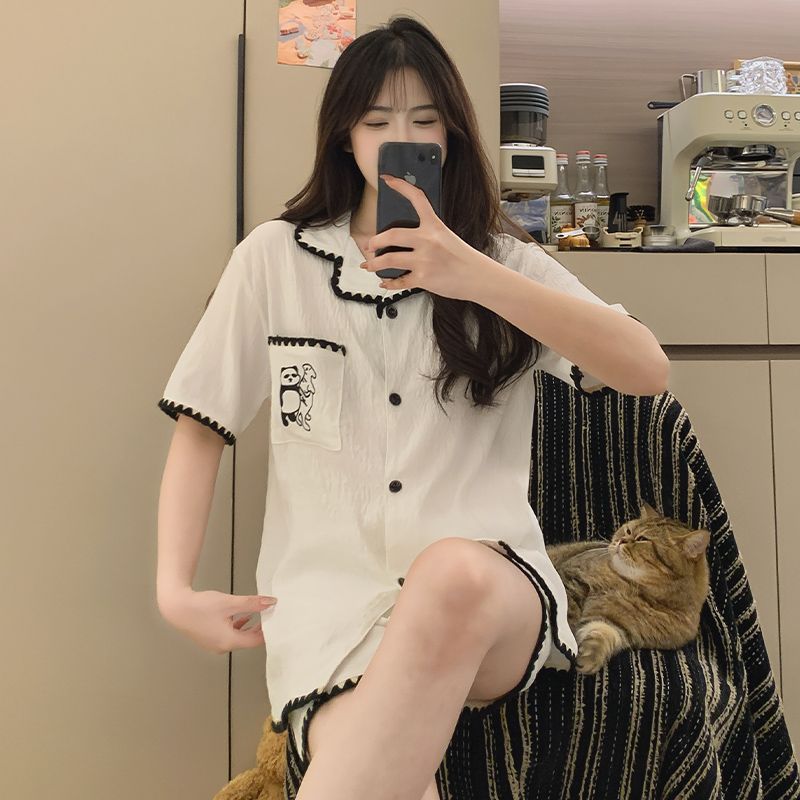 Al por mayor transfronterizo verano nuevos pantalones cortos de mangas cortas nubes pijamas de algodón princesa dulce se puede usar ropa para el hogar
