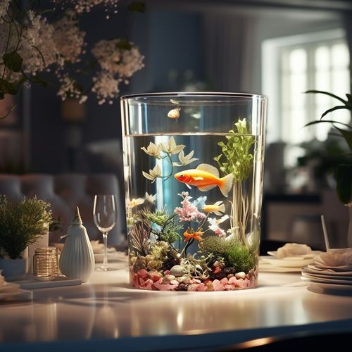 Desktop fish tank Peacock straight cylindrical shape home transparent floor desktop Betta fish Guppy small beginner goldfish tank