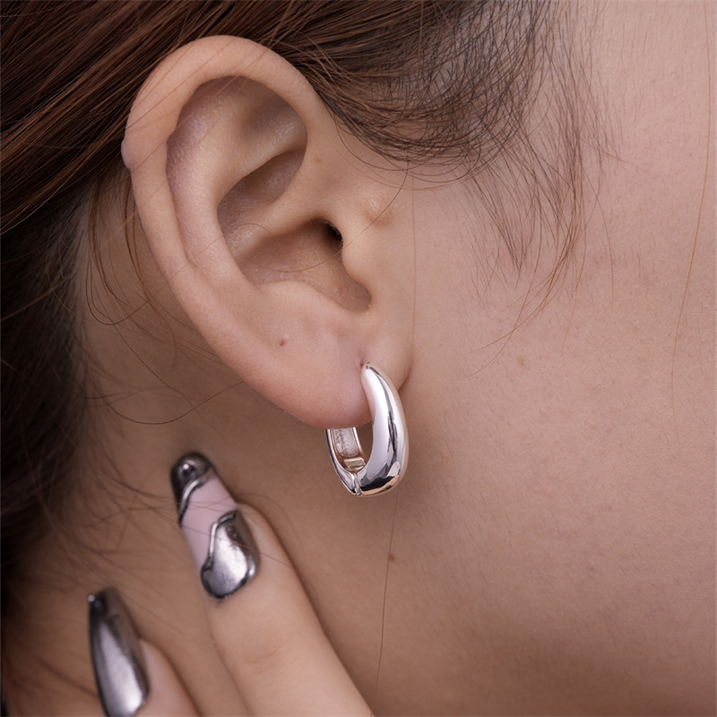 7g Weight Hoop Earrings, Drop Earrings Classification 1 Pair Quantity Holiday, Daily Occasion Copper Material U Shape, Geometric Pattern Women's Gender Plating Design Simple Style Style 1 Pair Simple Style U Shape Geometric Plating Copper Hoop Earrings Drop Earrings 13