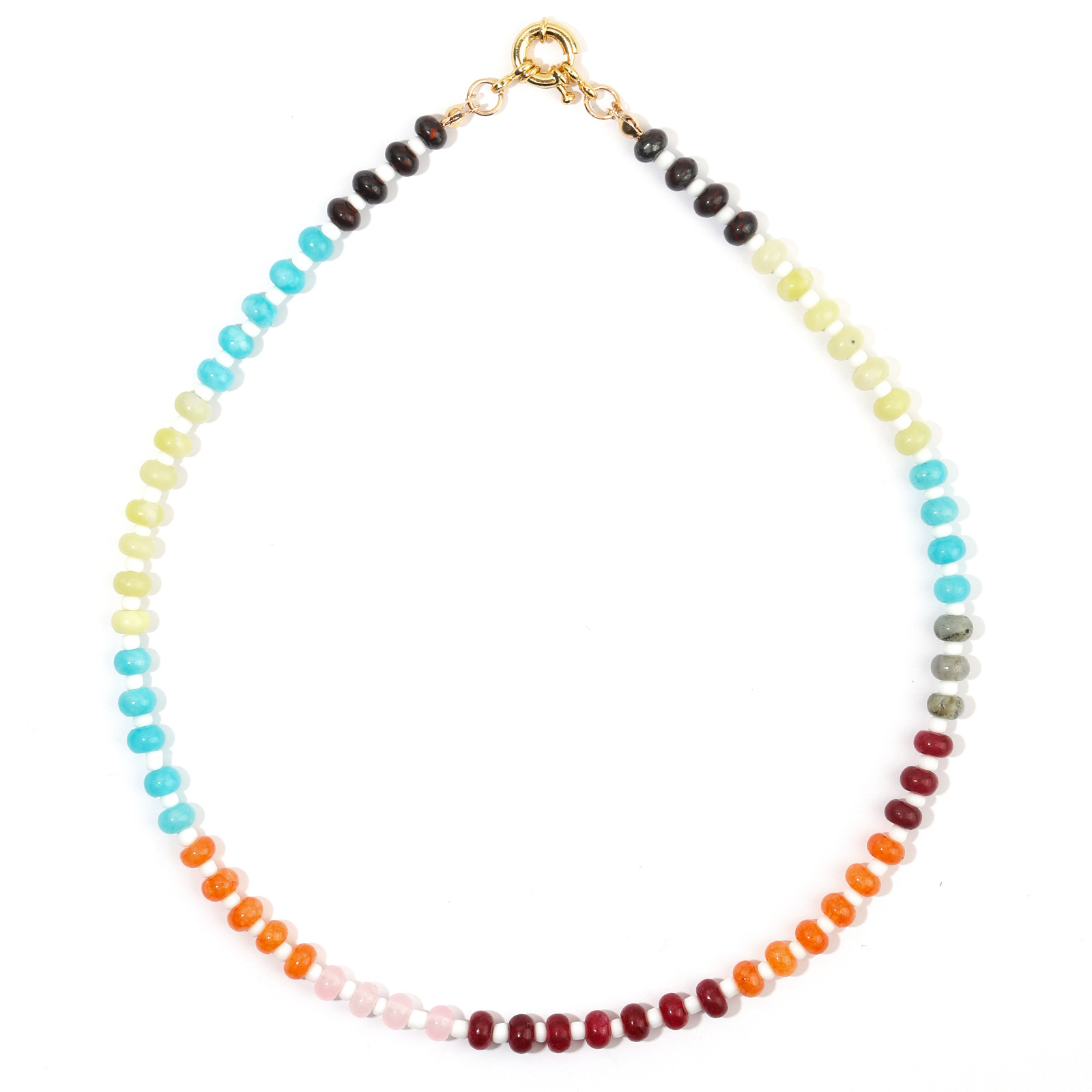 Collier bohème en perles avec perles abaque multicolores femme_voghion.com