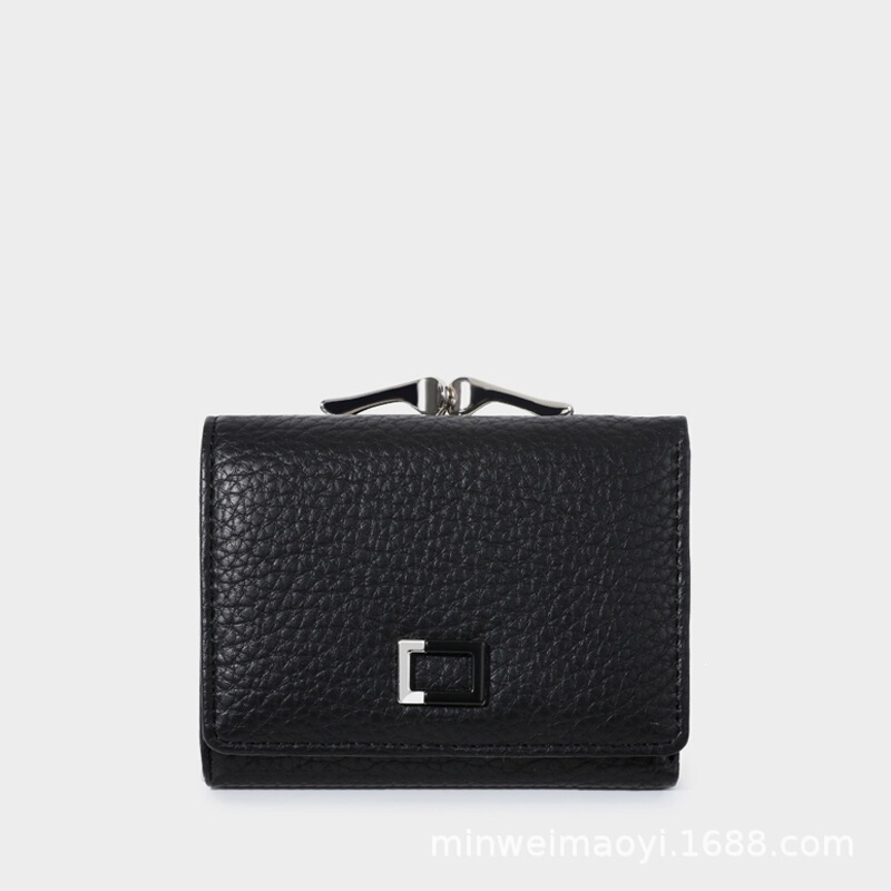 Linyan's New Cross-Border Magnetic Buckle Women's Short Wallet with Lychee Pattern, Classic Versatile Women's Coin Purse Wallet