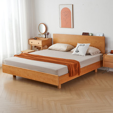 北欧全实木悬浮床1.5米日式主卧双人樱桃木床现代简约1.8米婚床