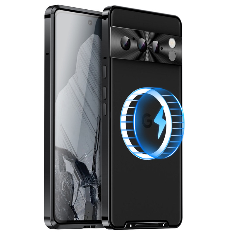 適用谷歌pixel8pro手機殼金屬磁吸新款Google7全包防摔鎖扣保護套