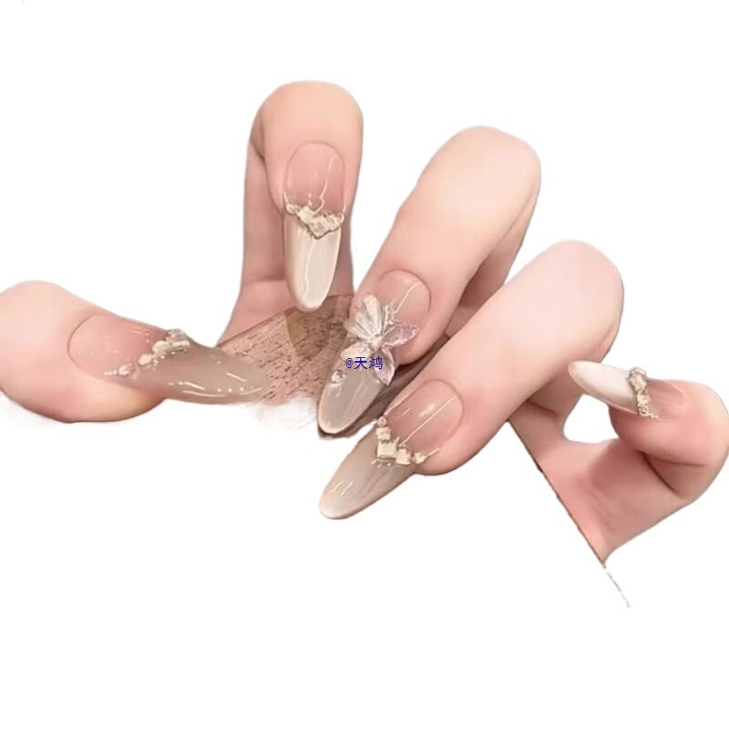 New Green Apple Cute Pure Desire Manicure Whitening Cat Eye Wearable Nail Handmade Patch French Style