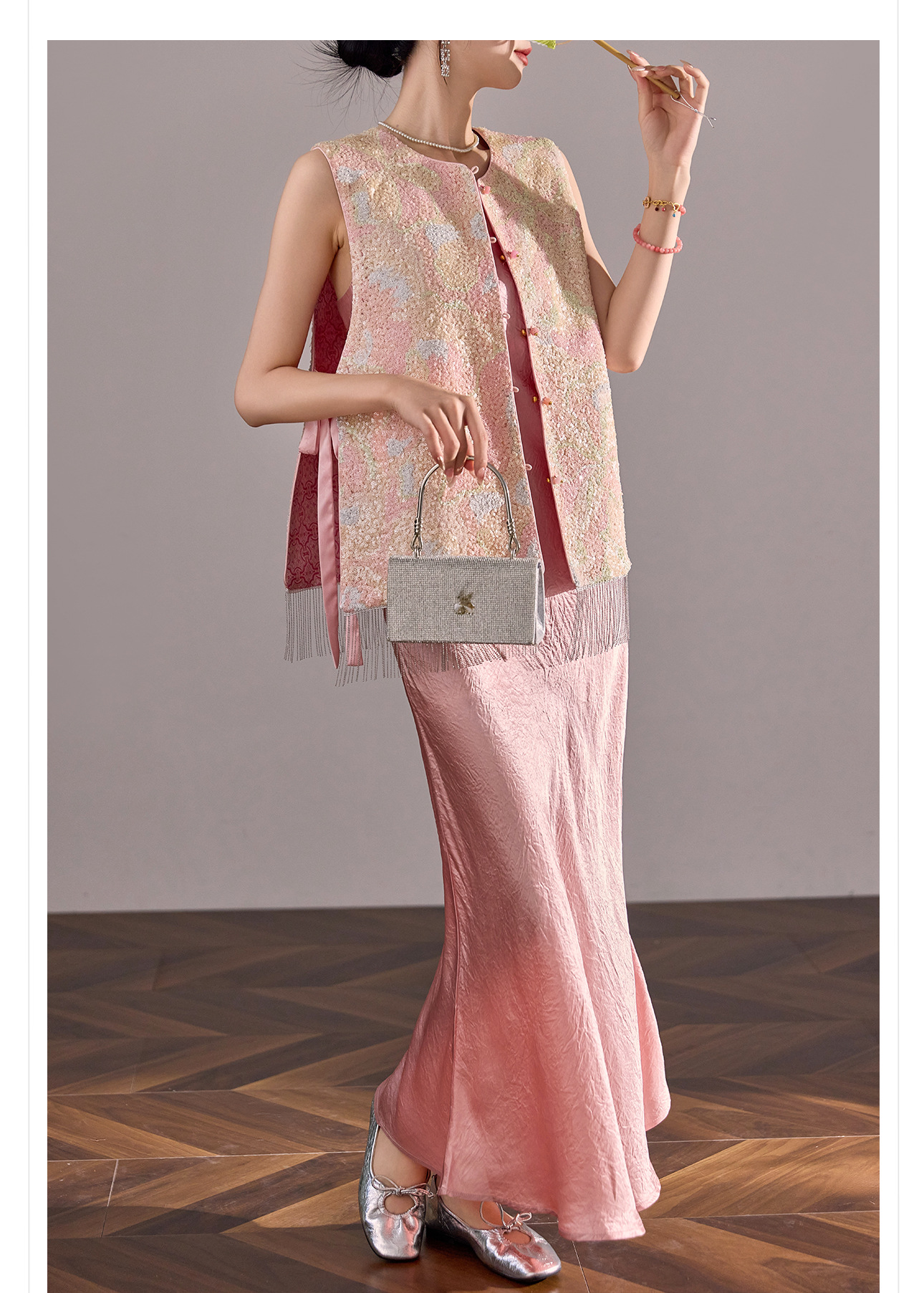 Áo vest gile nữ hai mặt phối ren đính cườm phong cách Trung Hoa mới mùa hè N2078 — Phối màu [mặc hai mặt] chi tiết 18