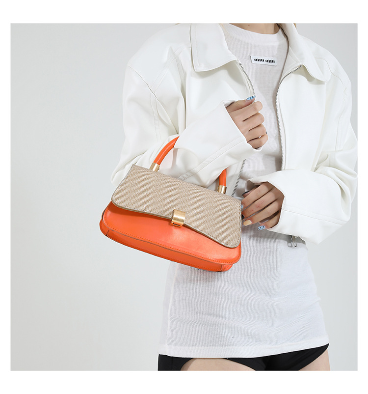 493g Weight Lock clasp Closure Type Single Shoulder Strap, Top Handle Strap Type Crossbody Bag Bags Type Daily Occasion Pu Leather Material Color Block, Solid Color Pattern All Seasons Season Women's Gender Streetwear Style Square Shape Small Size Women's Small Pu Leather Color Block Solid Color Streetwear Square Lock Clasp Crossbody Bag 16
