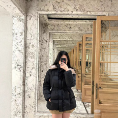2025年秋冬Mon*新款松紧带收腰连帽羽绒服外套90白鹅绒