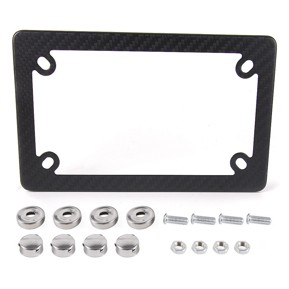 Us Standard 4-Hole Motorcycle License Plate Frame, Matte Dry Carbon License Plate Frame, Us Standard License Plate Holder Modification Accessories