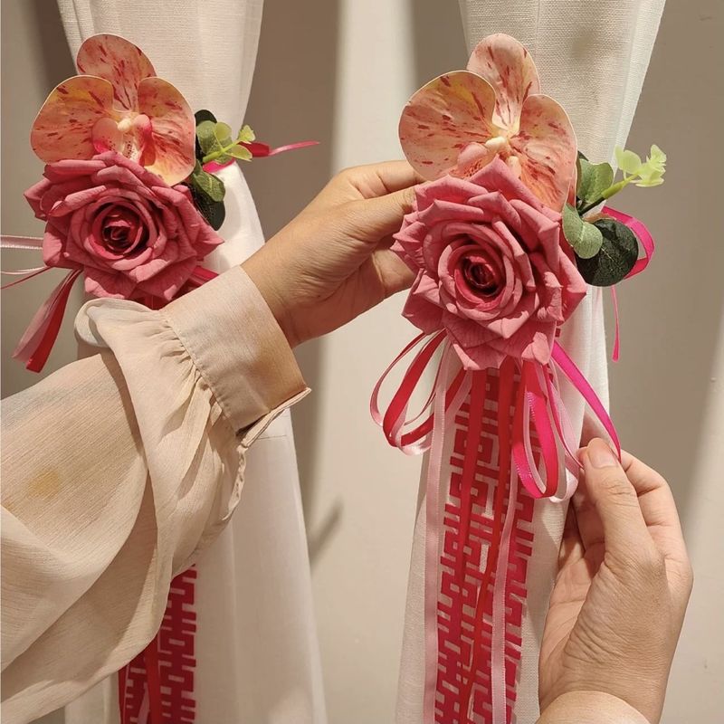 结婚婚车车门后视镜仿真花蝴蝶兰车把手布置楼梯装饰花婚庆套装|undefined
