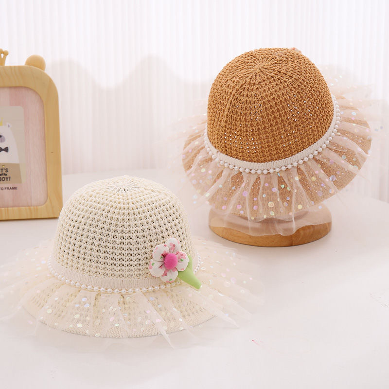Verano niñas sombrero de paja bebés gorra de brida gorra de sol niñas protección solar princesa sombrero de playa marea de verano