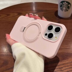 iPhone17Promax用ケース、液体シリコン製、Apple15対応、マグネット式スタンド、全面保護、耐衝撃カバー
