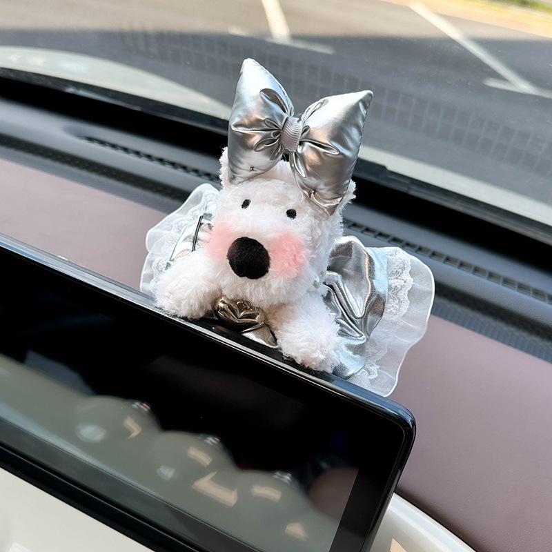 Decoración de coche West Highland Pantalla de control central de coche Muñeca de fiesta Decoración de pantalla Accesorios de coche Muñeca linda