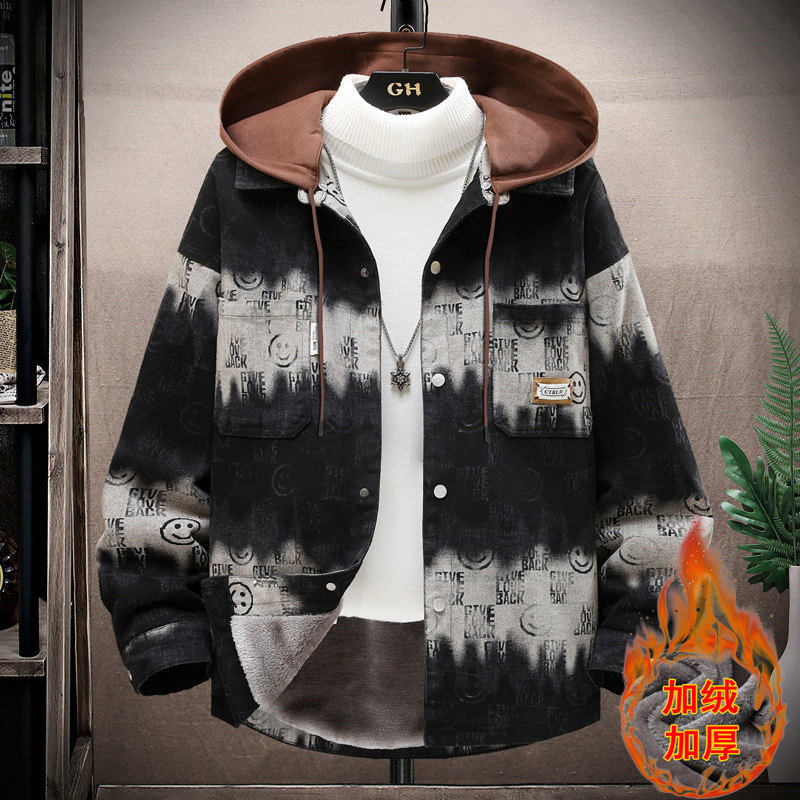 Men's Velvet Thickened Hooded Denim Jacket 2025 Autumn and Winter New Men's Youth Fashion Casual Jacket