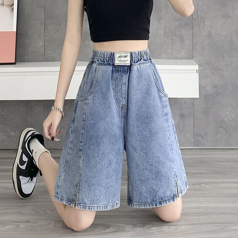 Women's Summer Thin Denim Shorts, Straight-Leg, Loose Fit, High-Waisted, Slimming, Plus Size Women's Clothing 100kg for Plus-Size Women Women's Summer Thin Denim Shorts, Straight-Leg, Loose Fit, High-Waisted, Slimming, Plus Size Women's Clothing 100kg for Plus-Size Women