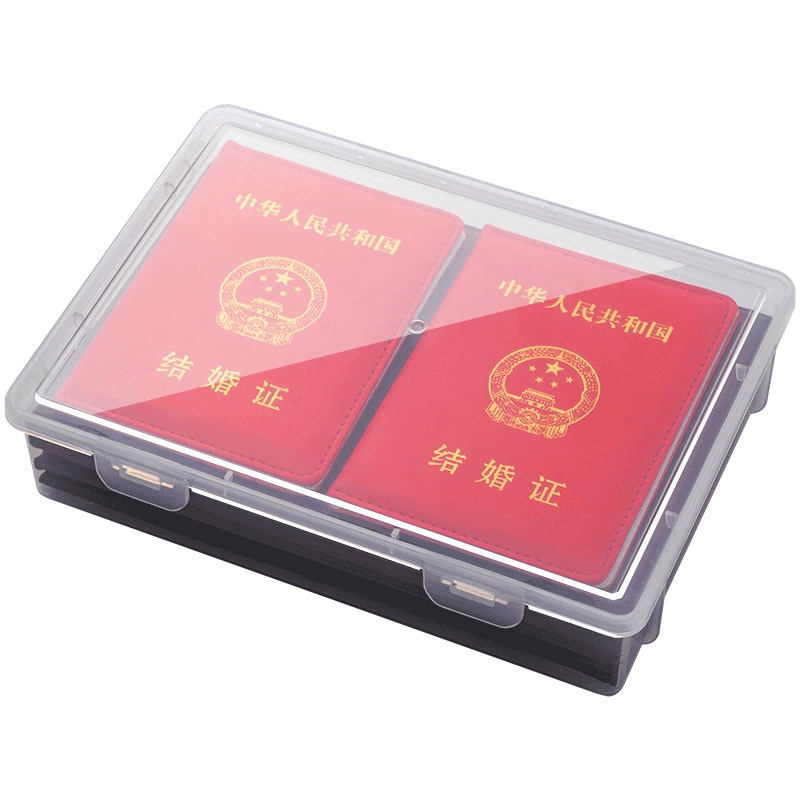 Certificate Storage Box, PP Plastic Document Organizer with Snap Latches, Translucent A4/Passport Sizes