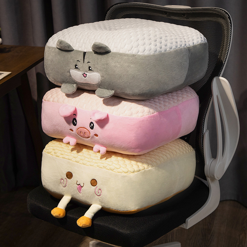De dibujos animados de hielo del hogar cojín de seda Silla de comedor cojín engrosado tatami Oficina siesta almohada antideslizante cojín trasero sensación fresca
