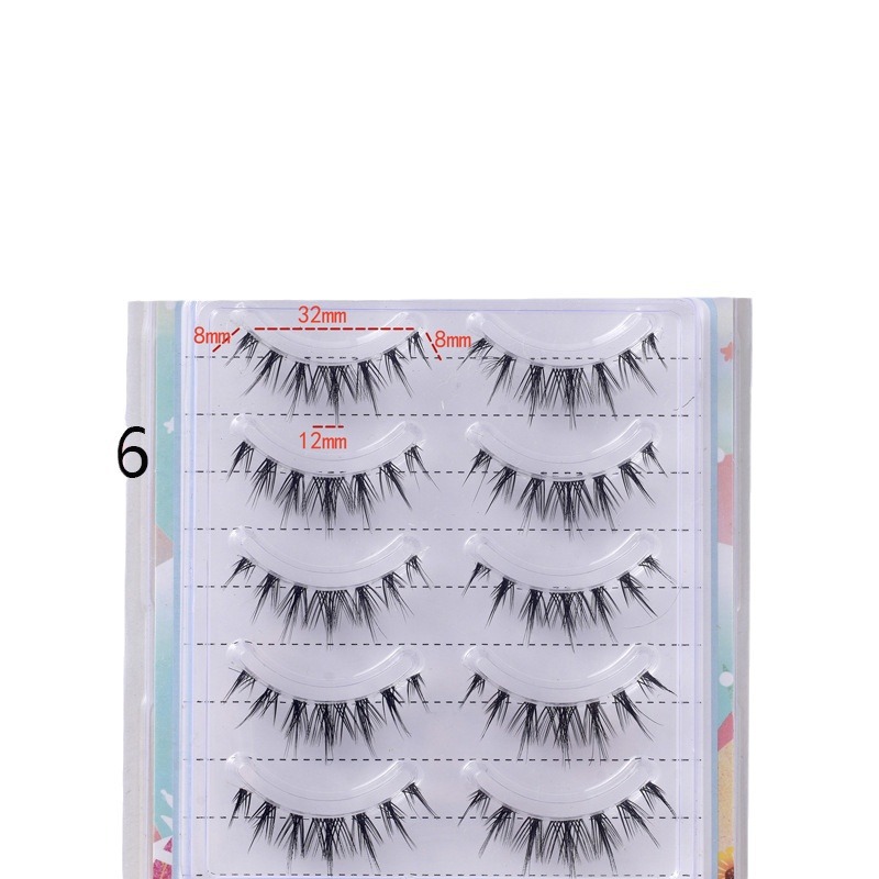 Suministro directo de fábrica transfronteriza natural larga Cruz gruesa japonés 3D afilado tallo transparente Luna doblar pestañas postizas