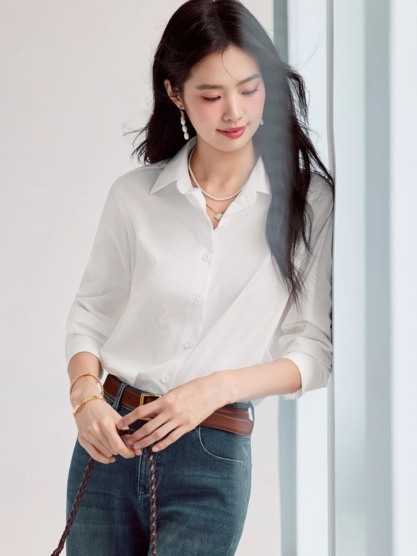 【百搭圣品】伊*L抗皱职场通勤棉感衬衫女2025秋季新款1G8922221|undefined