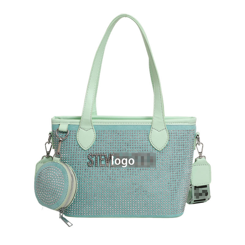 Bolso de letras de diamantes de imitación transfronterizos diseño de nicho femenino moda simple portátil popular 2025 nueva textura bolsa de mensajero