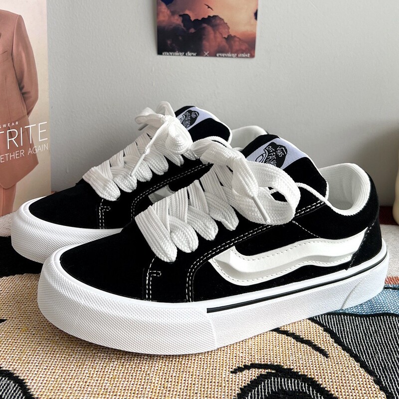 Ins Spring New Style Couple's Women's Sneakers American High Street Thick-Soled Canvas Shoes Men's Casual Black Shoes Men's Shoes