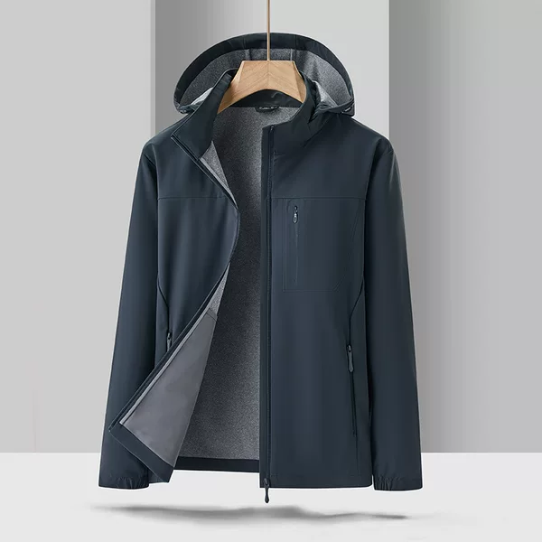 Spring and Autumn Thin Soft Shell Jacket Men's Outdoor Sports Cycling Windproof Anti-Uv Breathable Hooded Windbreaker