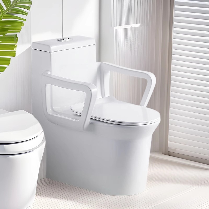 Inodoro integrado moderno simple integrado con reposabrazos inodoro doméstico para personas mayores con discapacidad fábrica directa