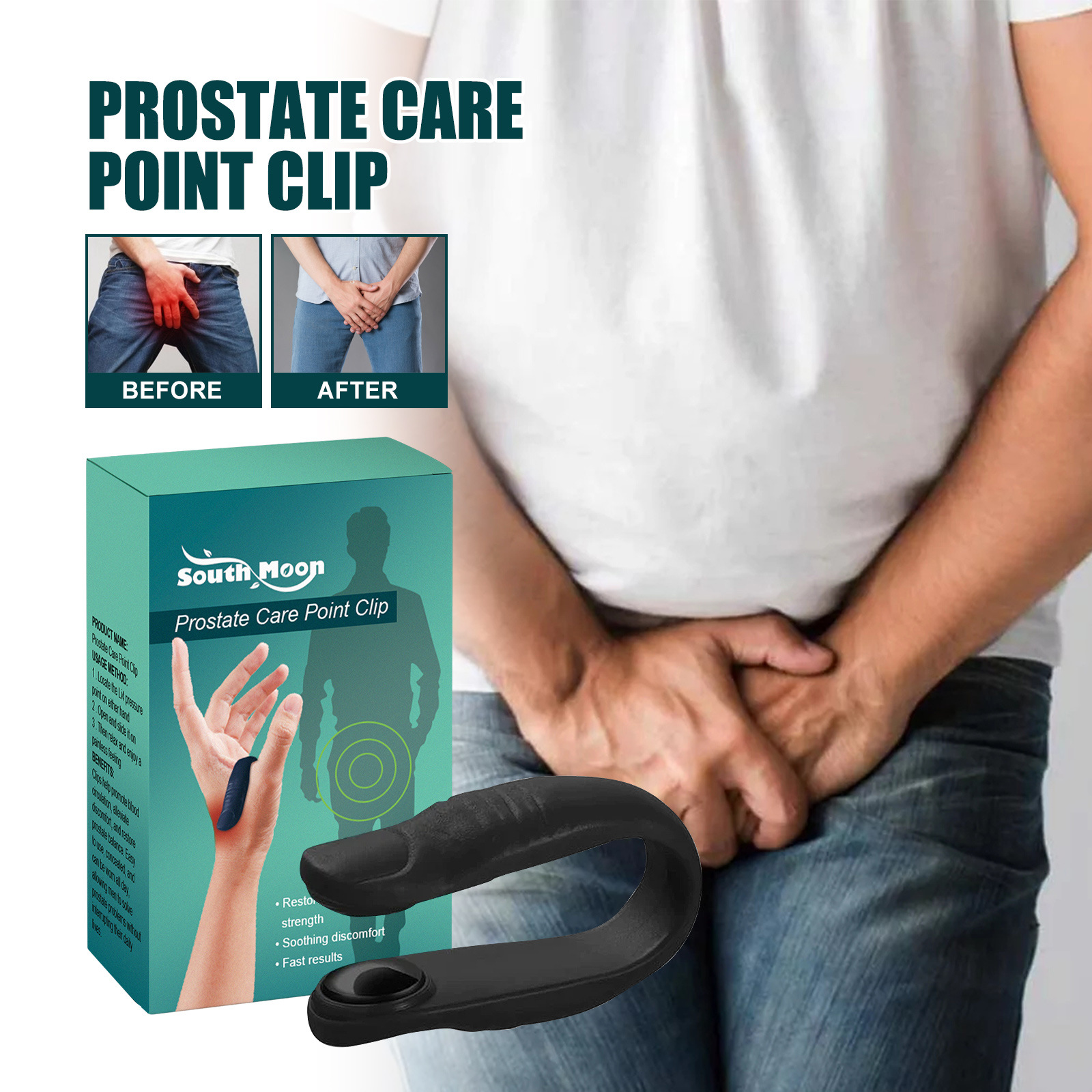Care South Moon Men's Point Clip Allevia la prostatite e i disturbi Massaggio corpo maschile e Care Point Clip_voghion.com