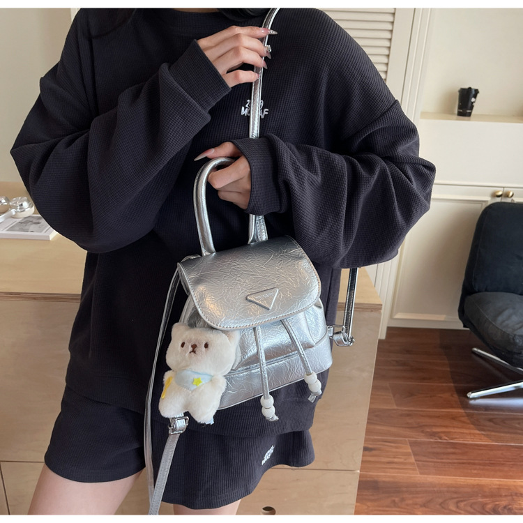 Stylish and sweet casual mini shopping and travel backpack 2025 New style, trendy and versatile solid color hand-held backpack undefined