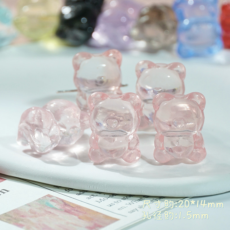 批发14x20mm琉璃吞金兽爱横孔爱心小熊diy手工制作手串项链材料|undefined