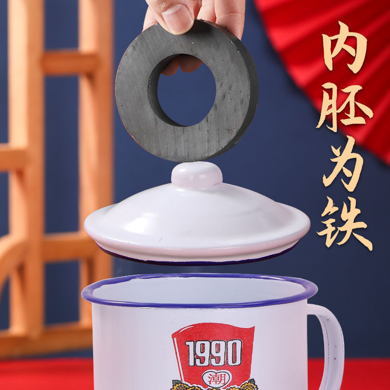 Esmalte retrógrado nostálgico taza con cubierta taza de agua de gran capacidad para chicos viejos jarros de té clásicos viejos cuadros taza de té