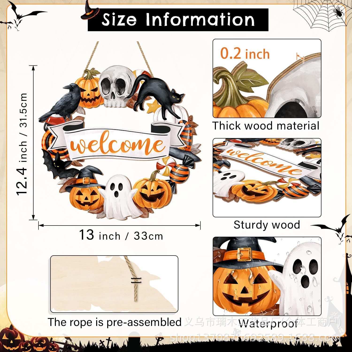 Nuevos productos transfronterizos de madera Halloween decoración de la atmósfera de la fiesta del hogar cabeza de ratón colgante decoración del patio vestíbulo