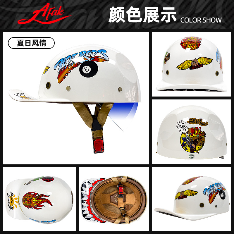Casco de béisbol de verano de fábrica retro eléctrico Harley hombres y mujeres casco de motocicleta medio casco entrega de una pieza 3C certificación