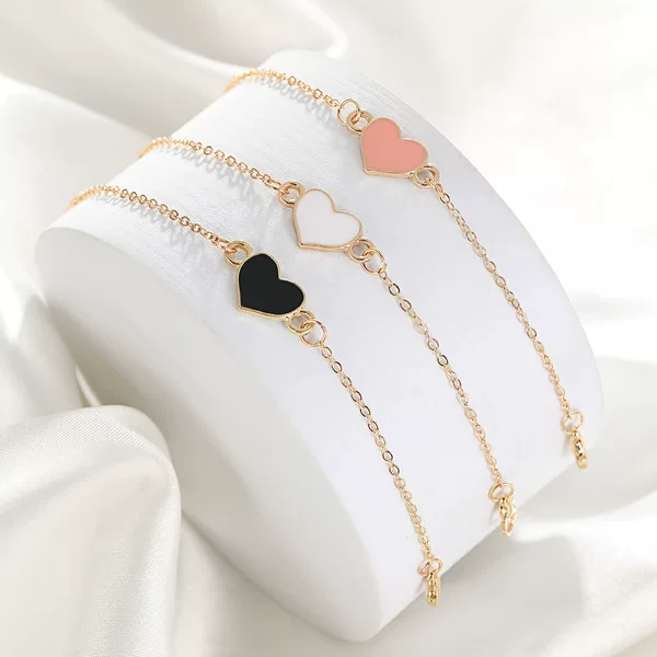 Heart-Shaped Enamel Bracelet for Women, Ins Style, Fresh and Simple, Korean Minimalist Style, Cross-Border Jewelry, One-Piece Drop Shipping