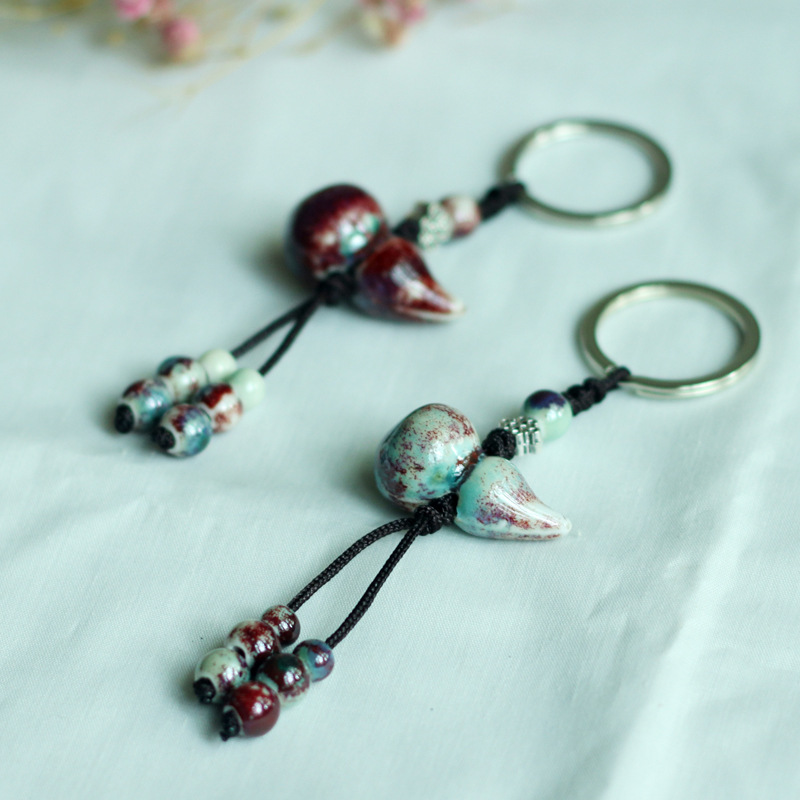 景德镇高温陶瓷饰品 葫芦挂件 钥匙扣 福禄 小工艺品 小礼品批发