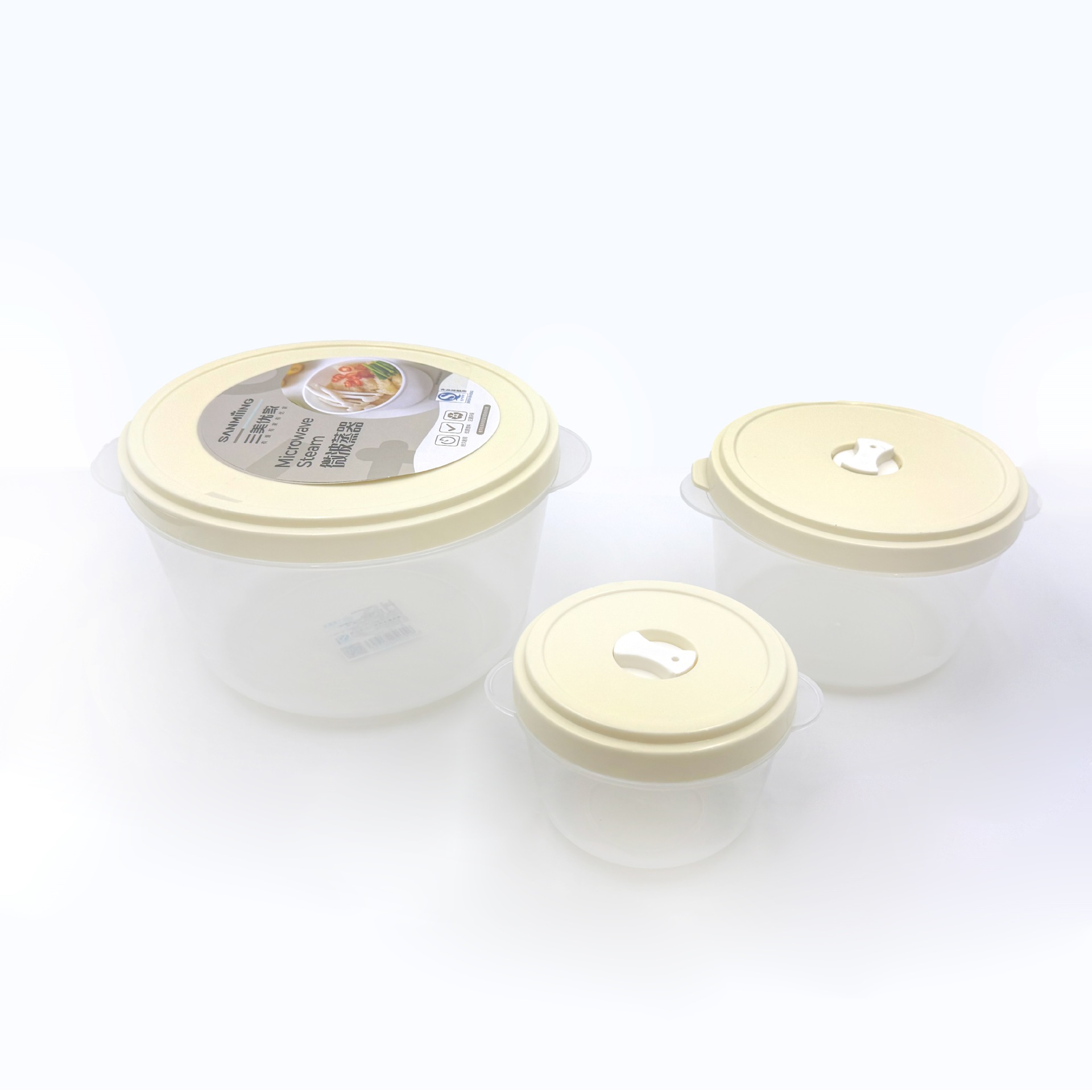 Sanmeiyou hogar cocina de grado alimenticio plástico PP con tapa sellada caja de almacenamiento de refrigerador de microondas