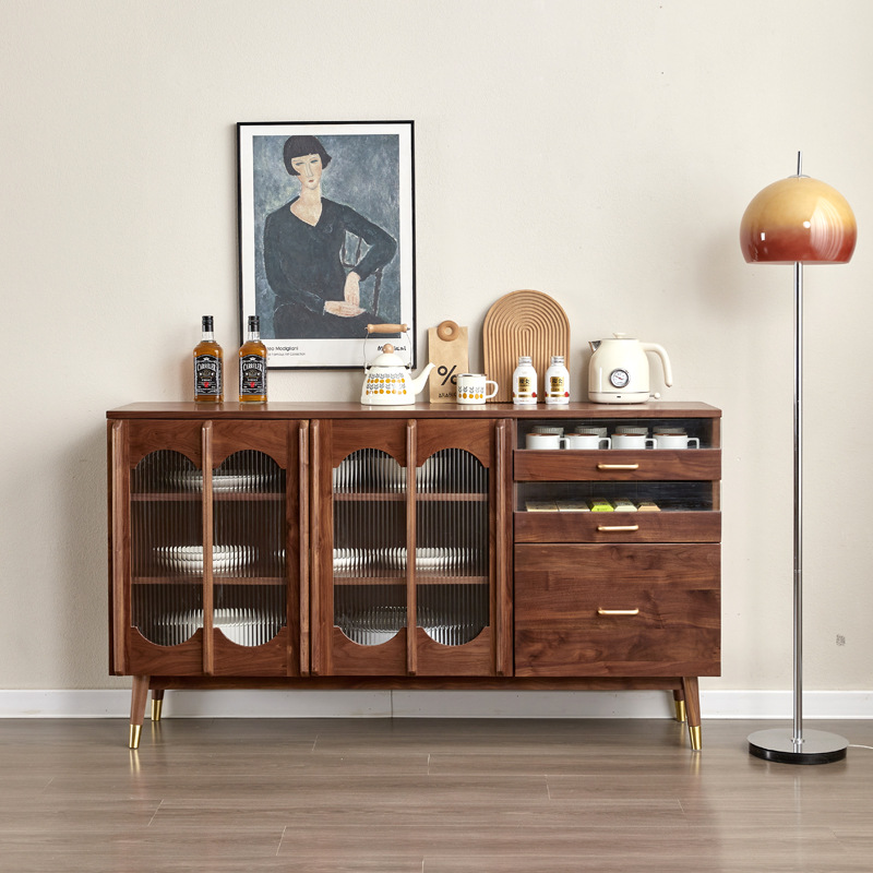 North American Black Walnut Solid Wood Sideboard Modern Simple Cherry Wood Log Restaurant Multi-Functional Storage Sideboard