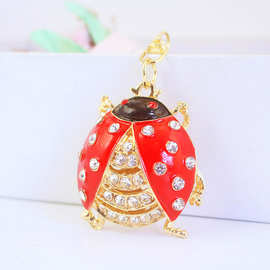 可爱水钻水晶甲壳虫饰品手提包汽车钥匙扣女包配饰挂件钥匙链饰品