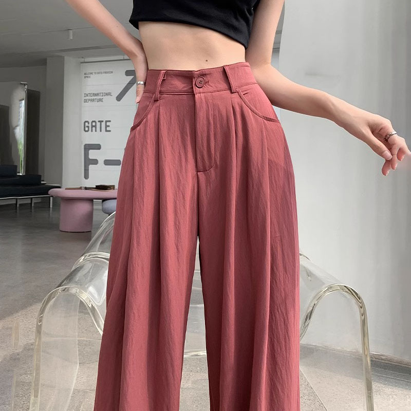 Pantalones de piernas anchas de mujer primavera y otoño verano 2025 nuevos pantalones casuales de cintura alta y flauta relajada