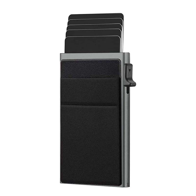 Nuevo paquete de tarjetas para hombres, caja de tarjetas de metal de aleación de aluminio, multi-posición de tarjetas antirrobo, paquete de tarjetas de deslizamiento, cartera pequeña en una