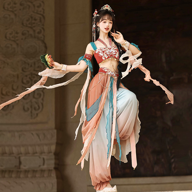 2026 Original Sanskrit-Inspired Chinese Style Dunhuang Style Western Region Style Women's Corset Sleeve Lantern Pants Set 9043
