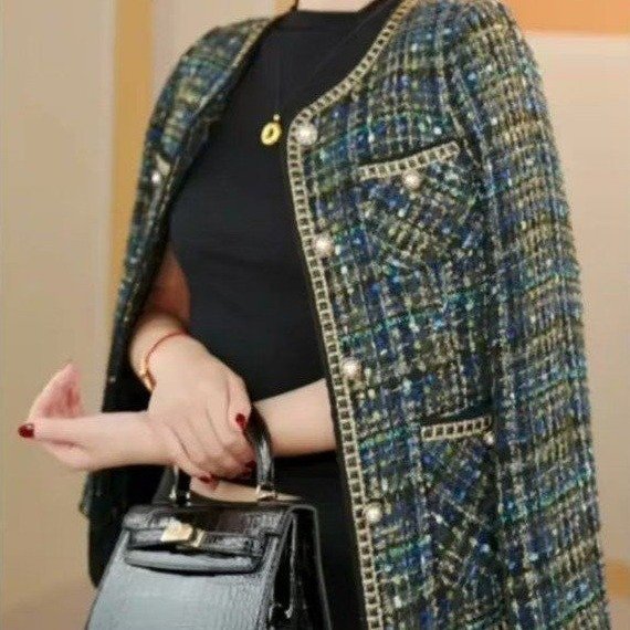 一件代发直播爆款妈妈装小香风短款外套女2025春秋季新款显瘦上衣|undefined