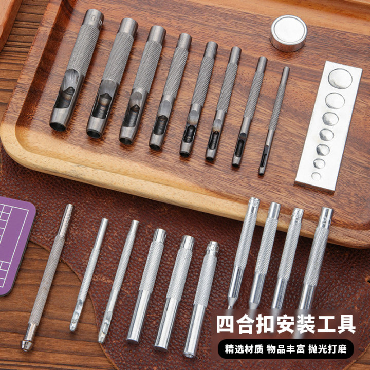 Herramienta de instalación de remache punzonado remache instalación varilla hebilla de cuatro juntas base de remache de perforación de mezclilla