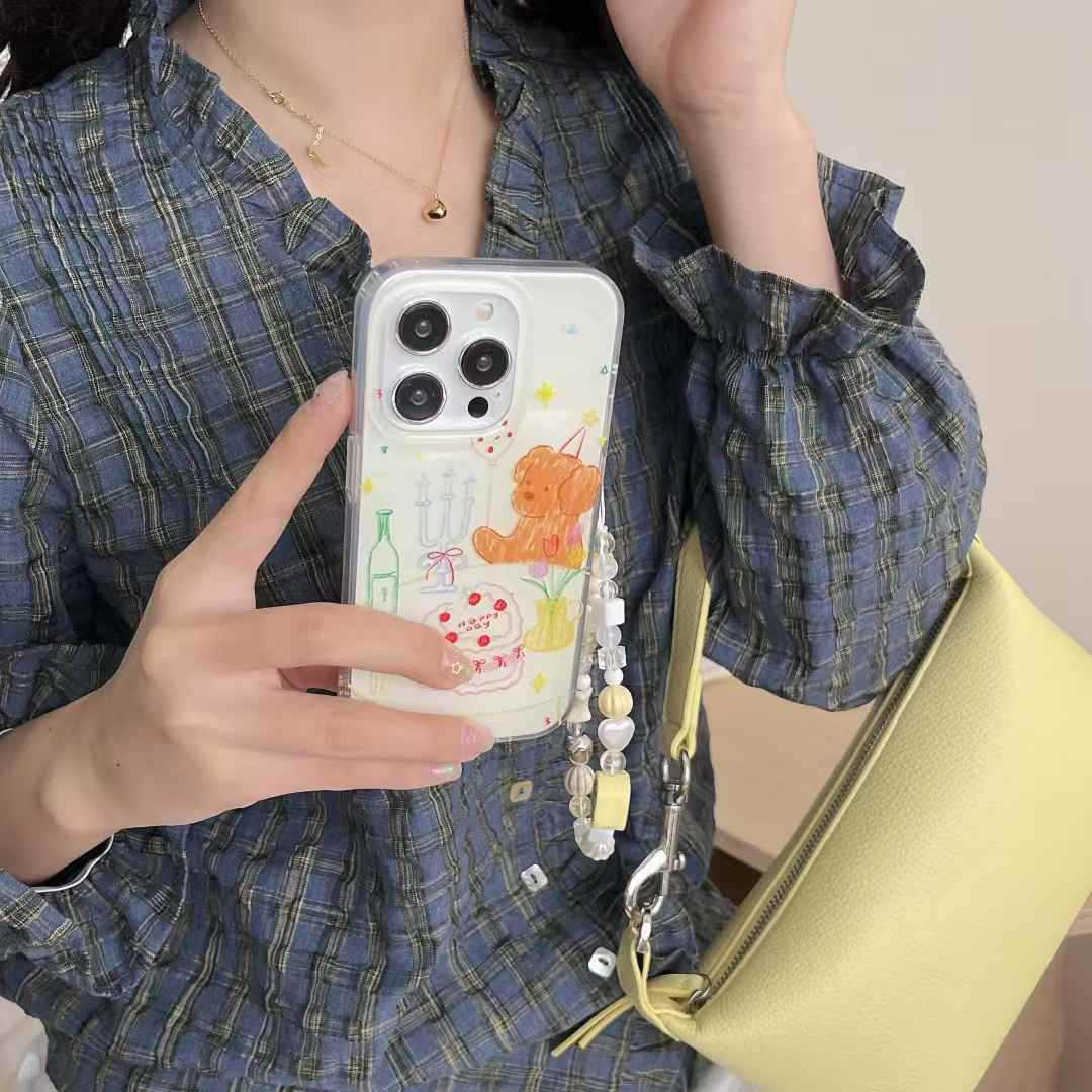 Dibujos animados graffiti cumpleaños cachorro adecuado 16ProMax pulsera iphone15 funda para teléfono 13 Apple 14 pareja 16