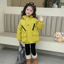 女童加绒外套儿童派克服秋冬2025新款痞帅防水女宝冬装加厚登山服