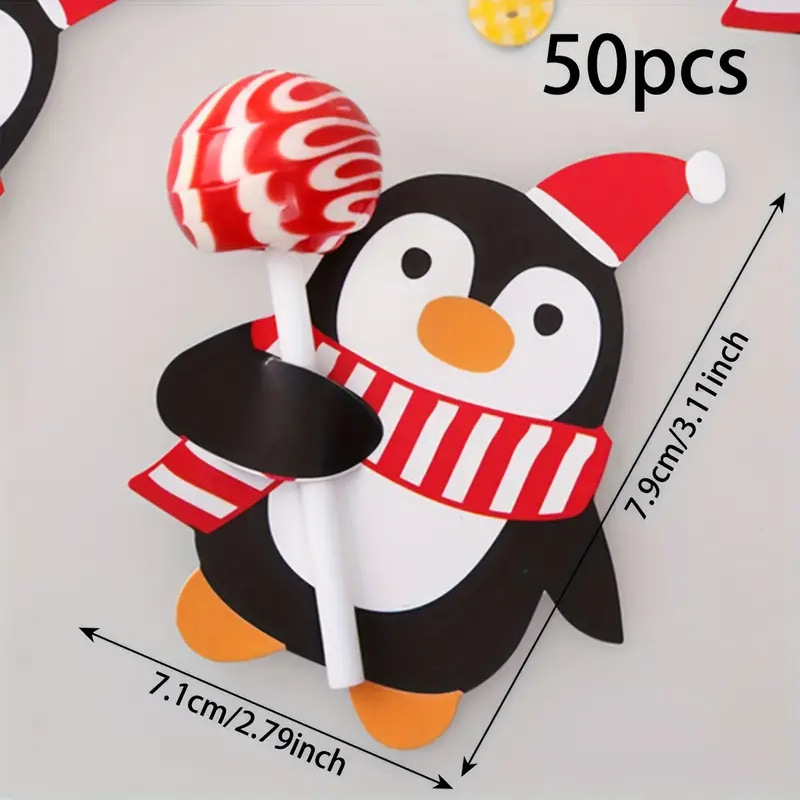 クロスボーダークリスマスペンギン雪だるま漫画装飾カードクリスマスキャンディープレゼント包装装飾カード50|undefined