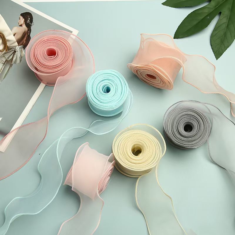 4cm雪纱婚礼彩带鱼尾纱 DIY韩版涤纶织带蝴蝶结丝带厂家直供详情图12